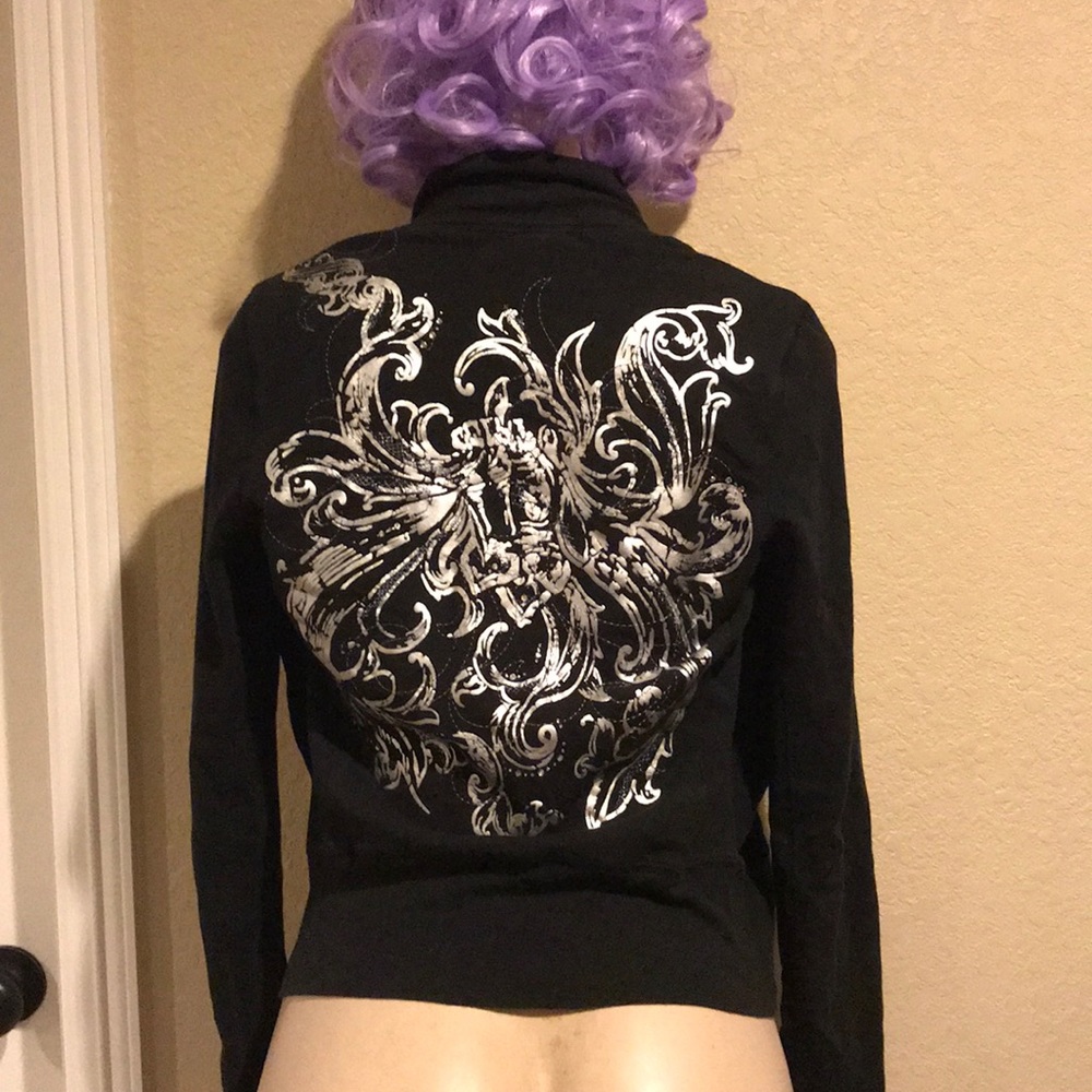 Express black filigree zip up
